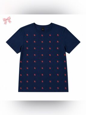 J.Crew Embellished Graphic Tee Small NWT Navy Cotton Short Sleeve T-Shirt